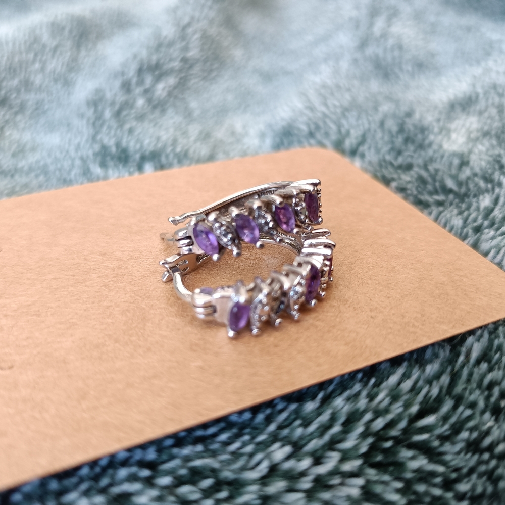 Stamped 925 Amethyst Huggies - Picture 3 of 3